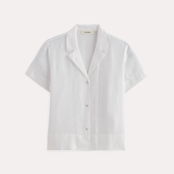 Everlane Women's Notch Shirt in Linen in White, Size Small - Picture 1 of 2